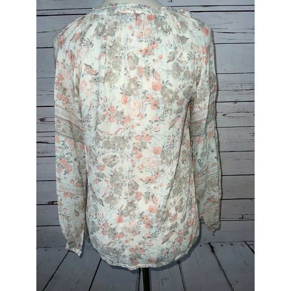 Lucky Brand Small Blouse Shirt Boho Floral hippie Viscose Tassels festival top - Picture 2 of 11